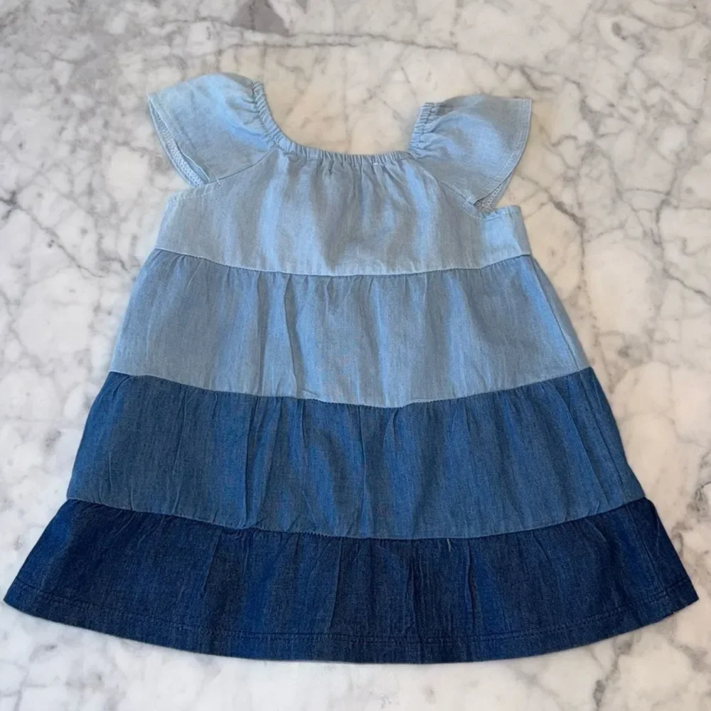 Splendid Blue Tiered Dress and Bloomers Set 6/12M